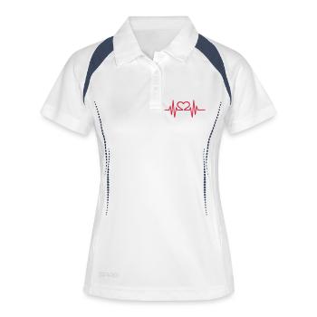 Herz - Frauen Polo atmungsaktiv - Weiß/Navy - Vorne