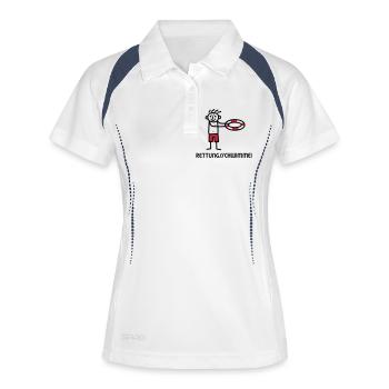 Strichmännchen Rettungsschwimmer - V2 - Frauen Polo atmungsaktiv - Weiß/Navy - Vorne