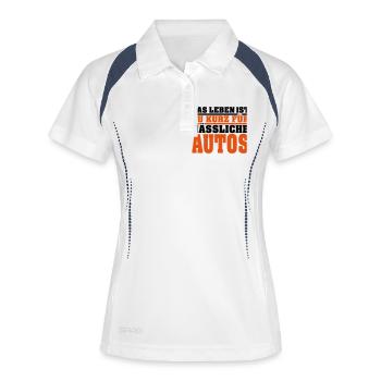 Das Leben ist zu kurz für hässliche Autos - Frauen Polo atmungsaktiv - Weiß/Navy - Vorne