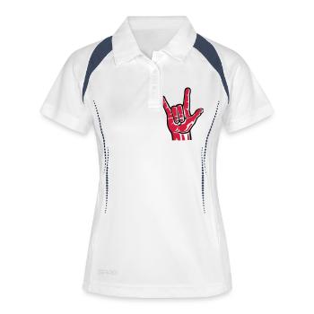 Devil Rock Hand - Pommesgabel (short) 2c - Frauen Polo atmungsaktiv - Weiß/Navy - Vorne