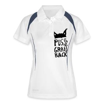 Pussy Grabs Back - Frauen Polo atmungsaktiv - Weiß/Navy - Vorne