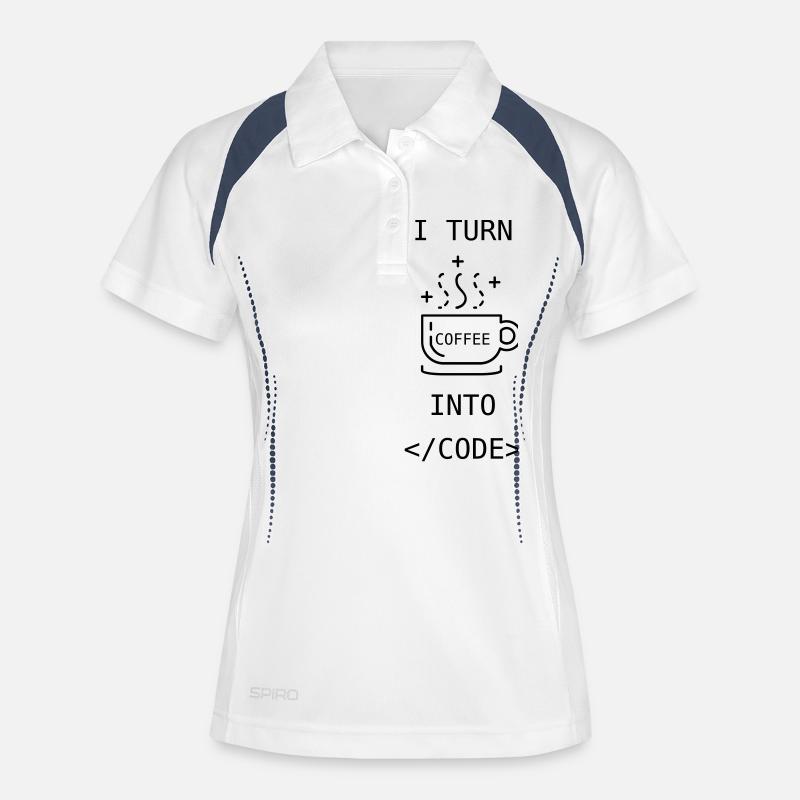 Je tourne le café dans le code - Polo respirant Femme - blanc/marine