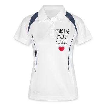 Filleul / Filleule / Parrain / Marraine / Bébé - Polo respirant Femme - blanc/marine - Devant