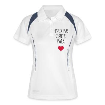 Papa / Fête des pères / Pere / Famille / humour - Polo respirant Femme - blanc/marine - Devant