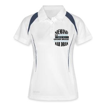 grosser_bruder_002 - Frauen Polo atmungsaktiv - Weiß/Navy - Vorne