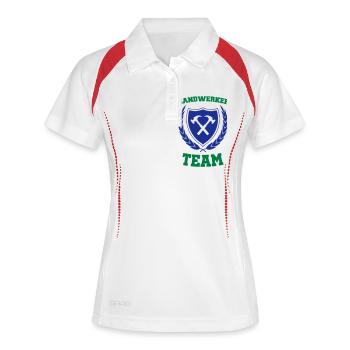 handwerker team - Frauen Polo atmungsaktiv - Weiß/Navy - Vorne