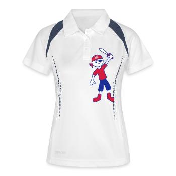 Lustiger Pirat Säbel Kind Süß Kopftuch Kleinkind - Frauen Polo atmungsaktiv - Weiß/Navy - Vorne