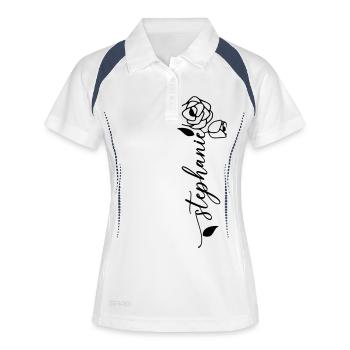 Stéphanie Nom Prénom Fleur - Polo respirant Femme - blanc/marine - Devant