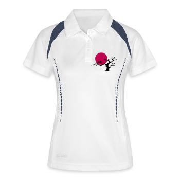 japanischer baum - Frauen Polo atmungsaktiv - Weiß/Navy - Vorne