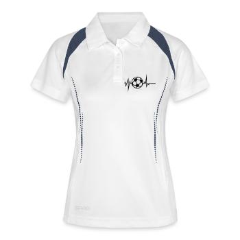 foot soccer trace courbe coeur battement - Polo respirant Femme - blanc/marine - Devant