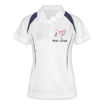 i love my dog - Frauen Polo atmungsaktiv - Weiß/Navy - Vorne