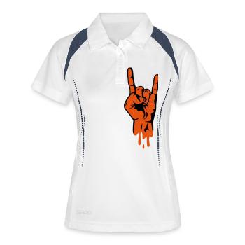 Rock Metall Hand - Frauen Polo atmungsaktiv - Weiß/Navy - Vorne