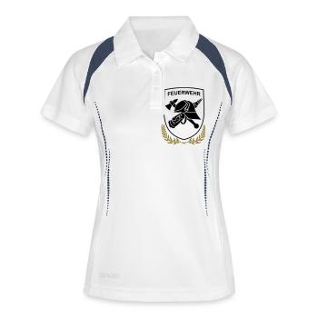 Feuerwehr Logo Wappenform - Frauen Polo atmungsaktiv - Weiß/Navy - Vorne