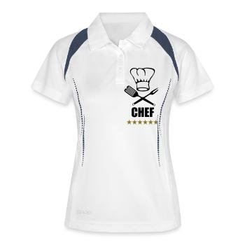 Kochen - Frauen Polo atmungsaktiv - Weiß/Navy - Vorne