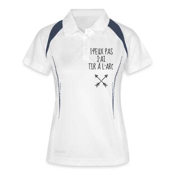 Tir à l'arc Archer Sport Sportif Athlète Flêche - Polo respirant Femme - blanc/marine - Devant