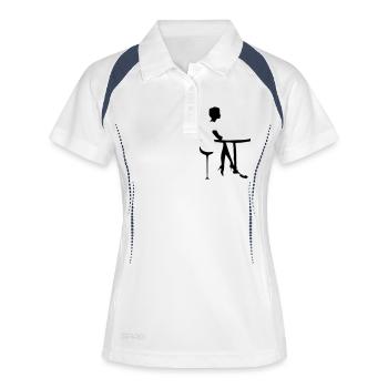 À table - Polo respirant Femme - blanc/marine - Devant