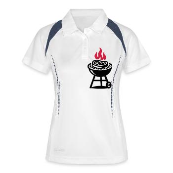Griller Steak Viande Icône - Polo respirant Femme - blanc/marine - Devant