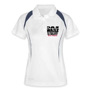 das wars er heiratet wir feiern - Frauen Polo atmungsaktiv - Weiß/Navy - Vorne
