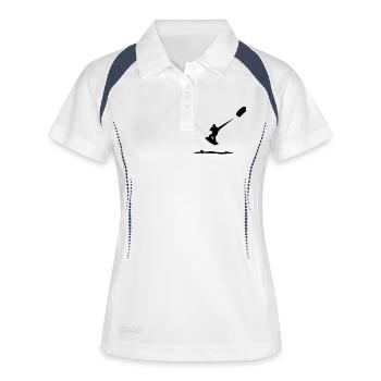 Kitesurfen,Kitesurfer,kiten,kitesurfing - Frauen Polo atmungsaktiv - Weiß/Navy - Vorne