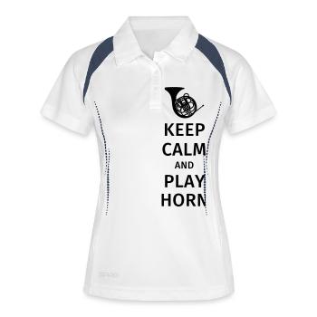 keep calm and play horn - Frauen Polo atmungsaktiv - Weiß/Navy - Vorne