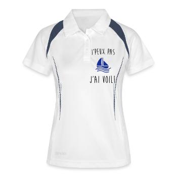 j'peux pas j'ai voile - Polo respirant Femme - blanc/marine - Devant