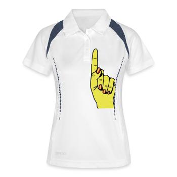 zeigefinger - Frauen Polo atmungsaktiv - Weiß/Navy - Vorne