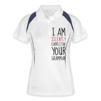 Grammar - Humor - Funny - Joke - Friend - Polo respirant Femme - blanc/marine - Devant