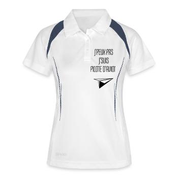 Pilote d'Avion - Humour - Drôle - Blague - Bureau - Polo respirant Femme - blanc/marine - Devant
