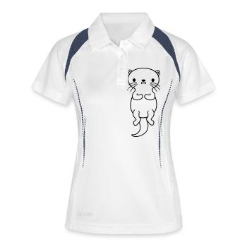 marder netter schwimmender otter - Frauen Polo atmungsaktiv - Weiß/Navy - Vorne