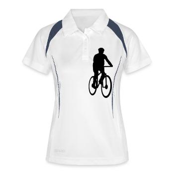 Sport - Radfahrer - Frauen Polo atmungsaktiv - Weiß/Navy - Vorne