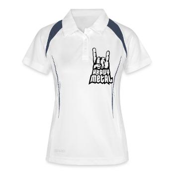 Signal de la main Heavy Metal Logo - Polo respirant Femme - blanc/marine - Devant