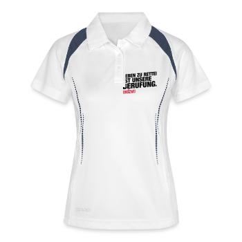 Unsere Berufung - Frauen Polo atmungsaktiv - Weiß/Navy - Vorne