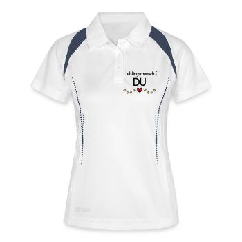 Lieblingsmensch DU - Frauen Polo atmungsaktiv - Weiß/Navy - Vorne