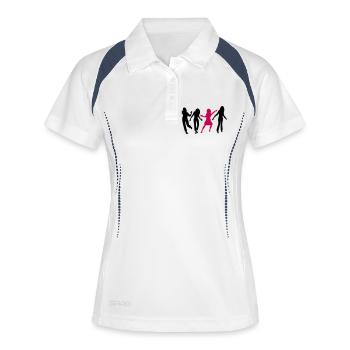 celebrate dancing crowd party people women men fun - Women's Polo breathable - white/navy - Front