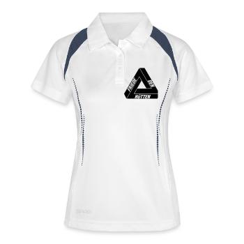 Friede den Hütten - Frauen Polo atmungsaktiv - Weiß/Navy - Vorne