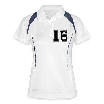 sechszehn - Polo respirant Femme - blanc/marine - Devant