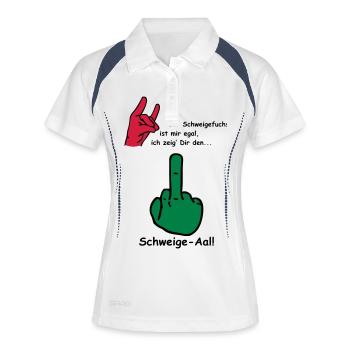 Schweige-Aal - Frauen Polo atmungsaktiv - Weiß/Navy - Vorne
