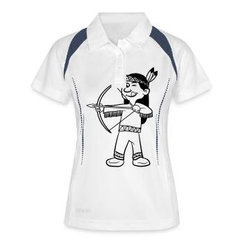 indiens jeunes jouer la flèche et arc 1c - Polo respirant Femme - blanc/marine - Devant