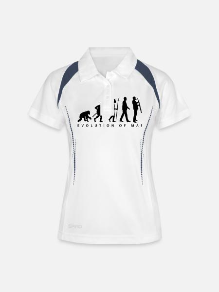 evolution_bass_klarinette_spieler_082013 - Frauen Polo atmungsaktiv - Weiß/Navy