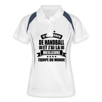 je suis coach de handball j'ai la meilleure équipe - Polo respirant Femme - blanc/marine - Devant