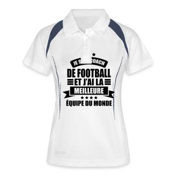je suis coach de football j'ai la meilleure équipe - Polo respirant Femme - blanc/marine - Devant