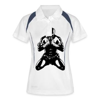 muay_thai_fighter04a - Polo respirant Femme - blanc/marine - Devant
