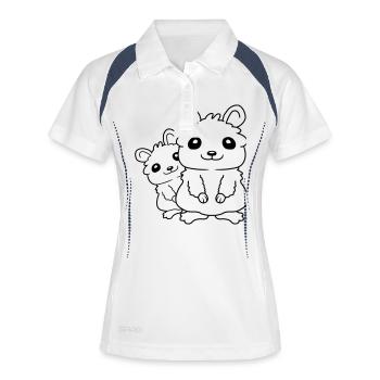 Kleines Kind Hamster Familie - Frauen Polo atmungsaktiv - Weiß/Navy - Vorne