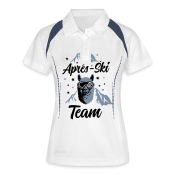 alpaka skibrille apres ski - Frauen Polo atmungsaktiv - Weiß/Navy - Vorne