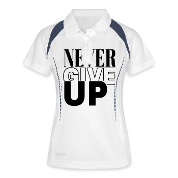 niemals aufgeben - Frauen Polo atmungsaktiv - Weiß/Navy - Vorne