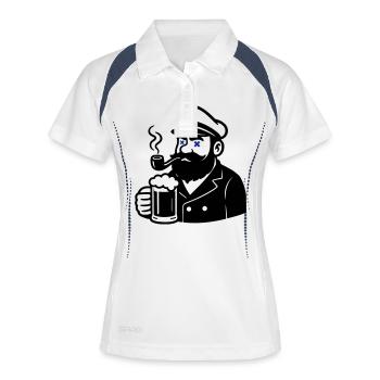 Capitaine Bière - Polo respirant Femme - blanc/marine - Devant