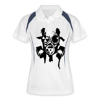 bad_gasmask_radioactiv - Polo respirant Femme - blanc/marine - Devant