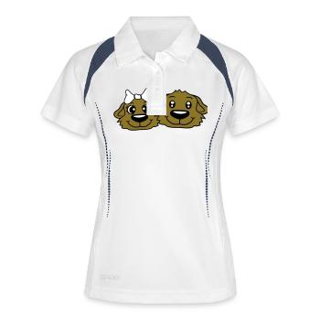 2 Hunde Team Zwei Freunde Liebe Pärchen Verliebt - Frauen Polo atmungsaktiv - Weiß/Navy - Vorne