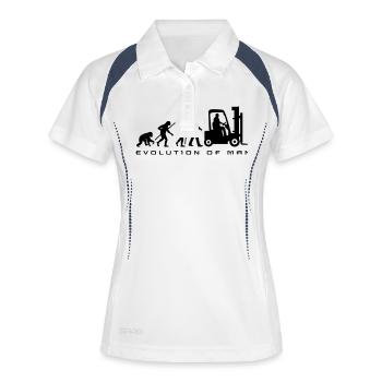 evolution_gabelstapler_122013_a_1c - Frauen Polo atmungsaktiv - Weiß/Navy - Vorne