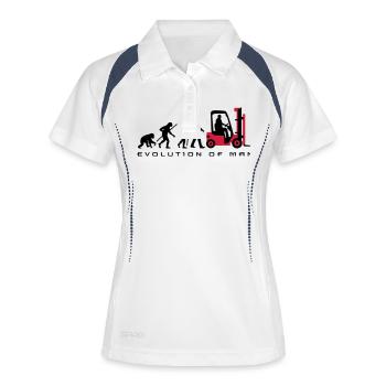 evolution_gabelstapler_122013_a_2c - Frauen Polo atmungsaktiv - Weiß/Navy - Vorne